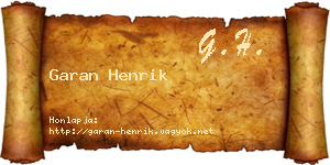 Garan Henrik névjegykártya